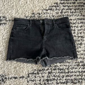 EUC Loft Black High Rise Denim Shorts Frayed Hem - 30 / 10